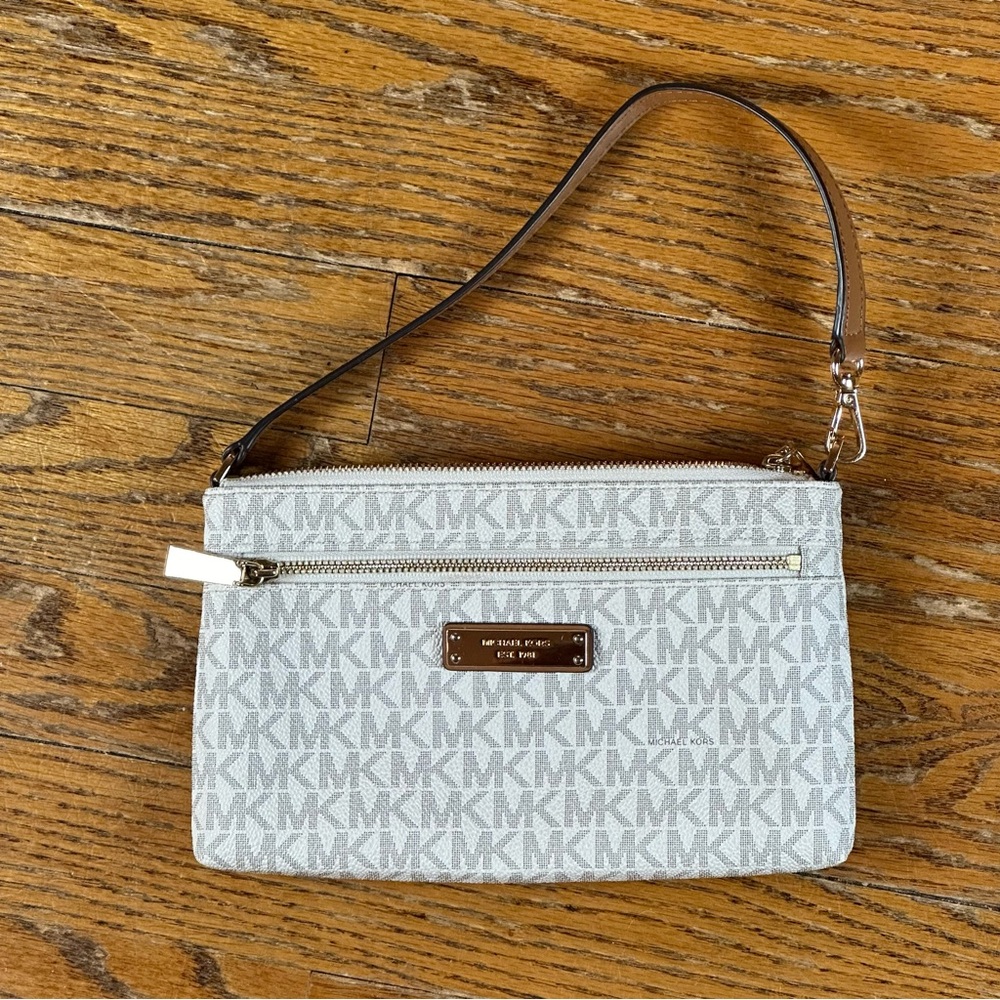 Michael Kors Monogram White Wristlet